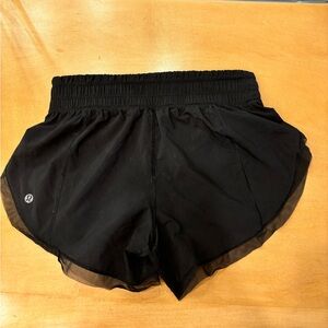 Lululemon short unlined black mesh hem 4